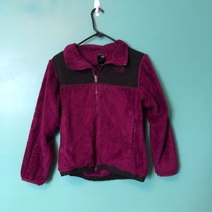 KIDS North face fuzzy fleece jacket Burgundy color